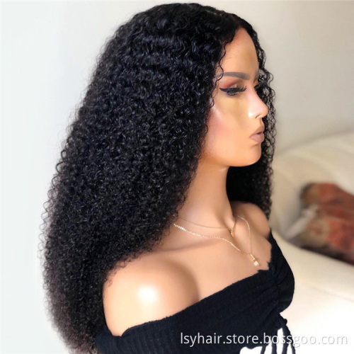 LSY 13x4 Brazilian Kinky Curly Hair Wig 150% Lace Front Human Hair Wigs For Women Black Color Remy Hair Lace Frontal Wig